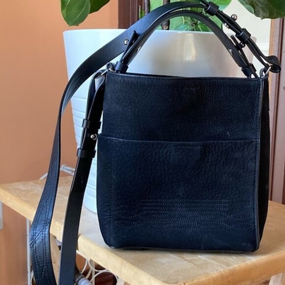 All Saints Handbags - AllSaints - Cooper Mini Tote (Crossbody) Bag in Black Nubuck